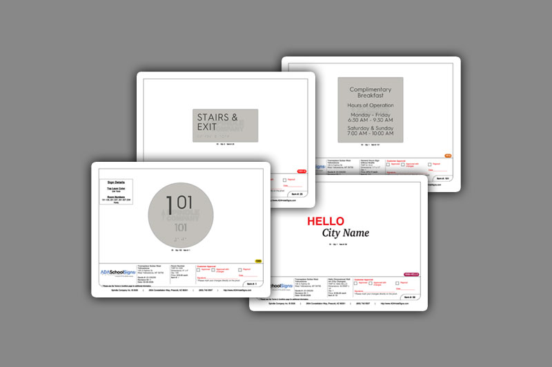 ADA School Signs Proof Set Example